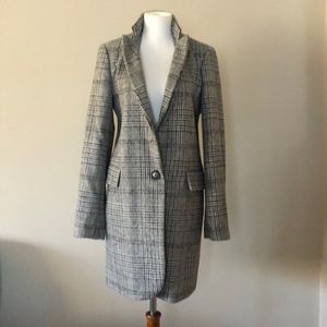 LUCKY BRAND Gray Plaid Long Coat, Sz S